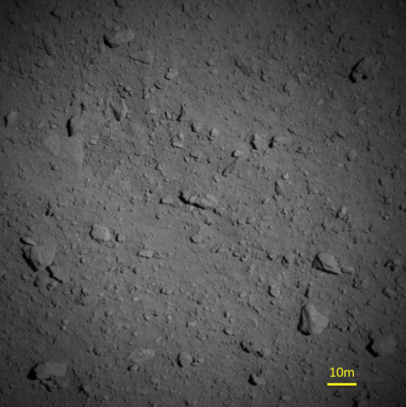 Ryugu’s surface from an altitude of about 1,250 meters (4,100 feet)